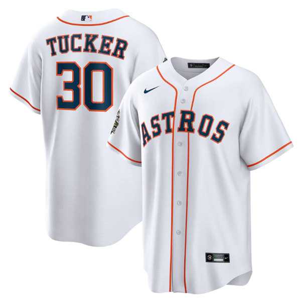 Mens Houston Astros #30 Kyle Tucker White 2022 World Series Home Stitched Baseball Jersey